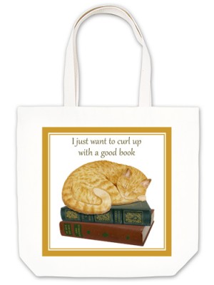 Large Tote 17-531 Cat On Books