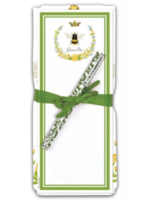 Flour Sack Towel & Magnetic Note Pad Set U26-533 Queen Bee (Floral)