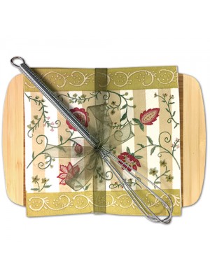 Cutting Board with Cocktail Napkins 35-41G Gold Border